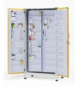 Шкаф медицинский пластиковый для лекарств, двустворчатый с пластиковыми лотками (60 штук), с полками и металлическим сейфом (опция), 13-FP801